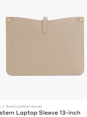 Cuyana Pebbled Leather Laptop Sleeve in stone